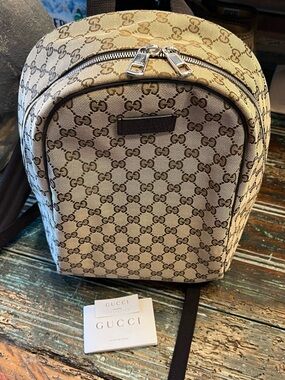 Gucci Beige/Brown Monogram Canvas Backpack